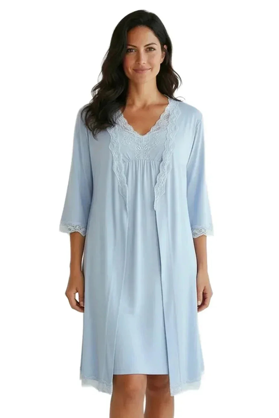 Spaghetti Strap Chemise & Robe Set | Cotton Sleepwear