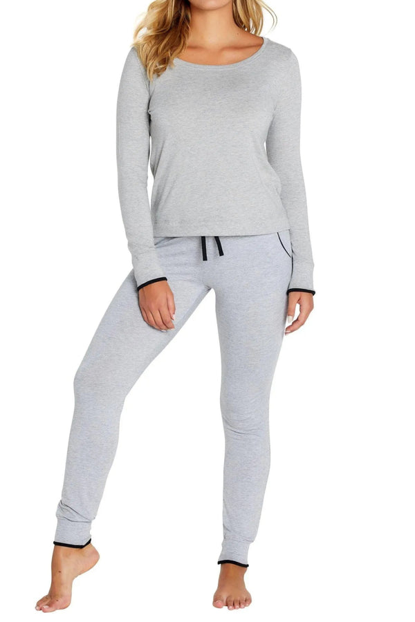 Collared Neck Long Sleeve Loungewear Set with Pockets main image 1