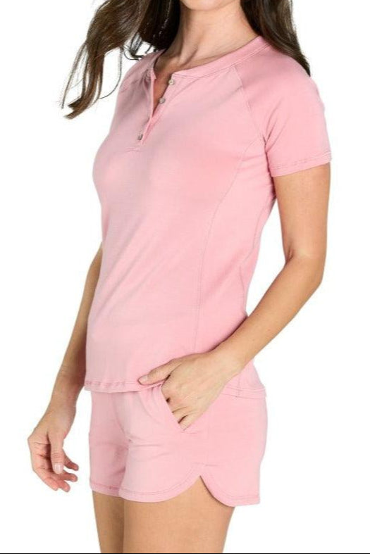 Olivia Short Henley Loungewear Set - Sales Rack - Twelve Eighty Eight Loungewear twelveeightyeight.com