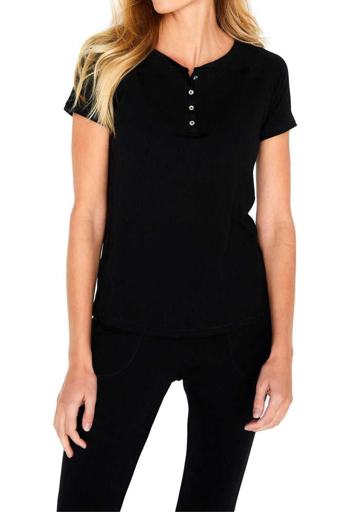 Olivia Short Sleeve Henley Loungewear Set - Twelve Eighty Eight Loungewear twelveeightyeight.com