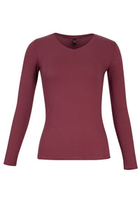 Burgundy long-sleeve shirt on a white background