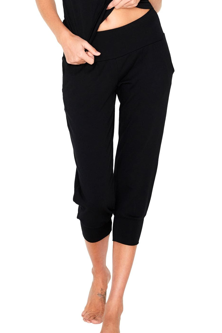 Cropped Wide Waistband Joggers