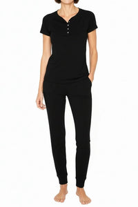 Olivia Short Sleeve Henley Loungewear Set