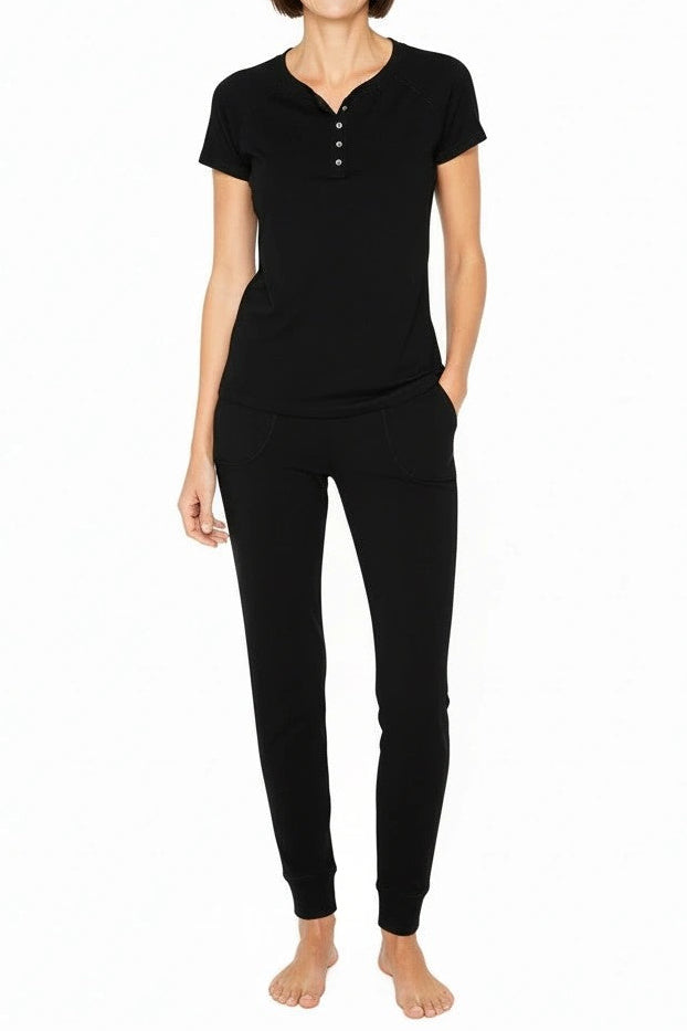 Olivia Short Sleeve Henley Loungewear Set