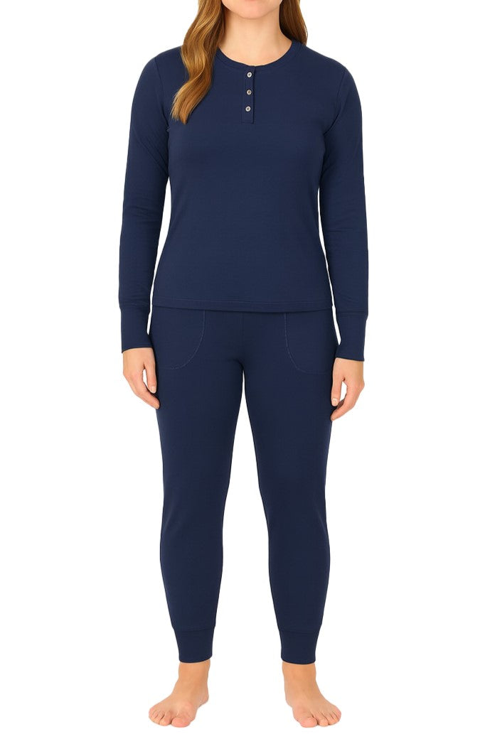 Olivia Long Sleeve Henley Loungewear Set