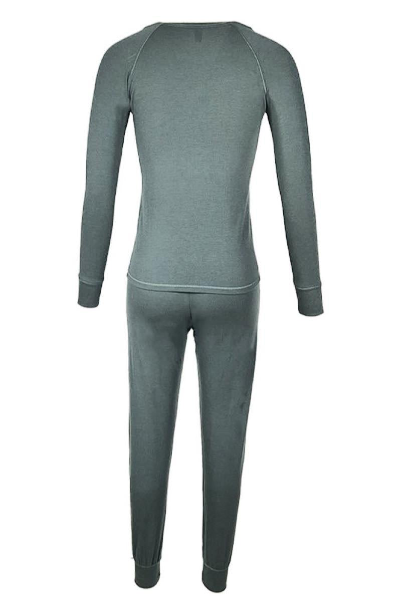 Long Sleeve Henley Loungewear Set - Holiday Fashion