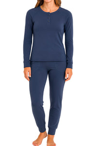 Olivia Long Sleeve Henley Loungewear Set