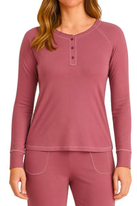 Olivia Long Sleeve Henley Loungewear Set