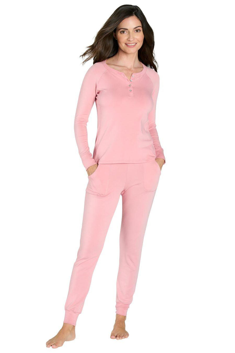 Olivia Long Sleeve Henley Loungewear Set - BUp Pajamas Loungewear twelveeightyeight.com